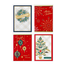 Hallmark Image Arts Boxed Christmas Cards Sortment Classic Plaid (4 design 24 kort med konvolutter)
