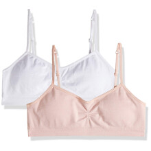 Hanes grote naadloze schuimbeha voor meisjes (2 stuks) ontluikend roze gem?eerd/wit medium