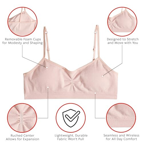 Hanes Κορίτσια' Big Seamless Foam Bra (Συσκευασία 2), Ροζ/Λευκό, Μεσαίο 2