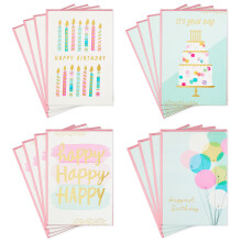 Hallmark f?dselsdagskort sortiment 16 kort med konvolutter (kagelys balloner)