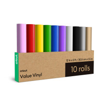 Cricut Value Permanent Vinyl Rainbow Sampler - 12in x 5ft Rolls (10 Count)