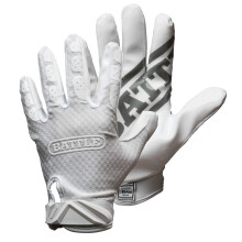 Battle Sports Triple Threat Wide Receiver Football-Handschuhe, Ultra Stick, Handschuhe f r Erwachsene und Jugendliche, Gr e M, Wei