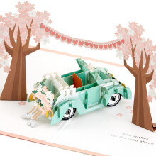 Hallmark Signature Paper Wonder Pop Up -h    kortti (klassikkoauto, juuri naimisissa)