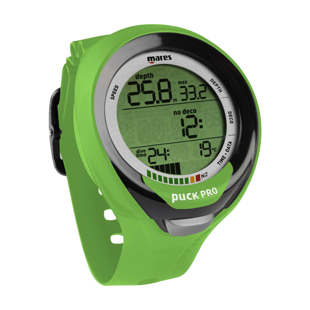 Ordinateur De Plong E Mares Puck Pro+ | Montre Ultra-Plate, Commande Un Bouton, Couleur Citron Vert/Noir-image
