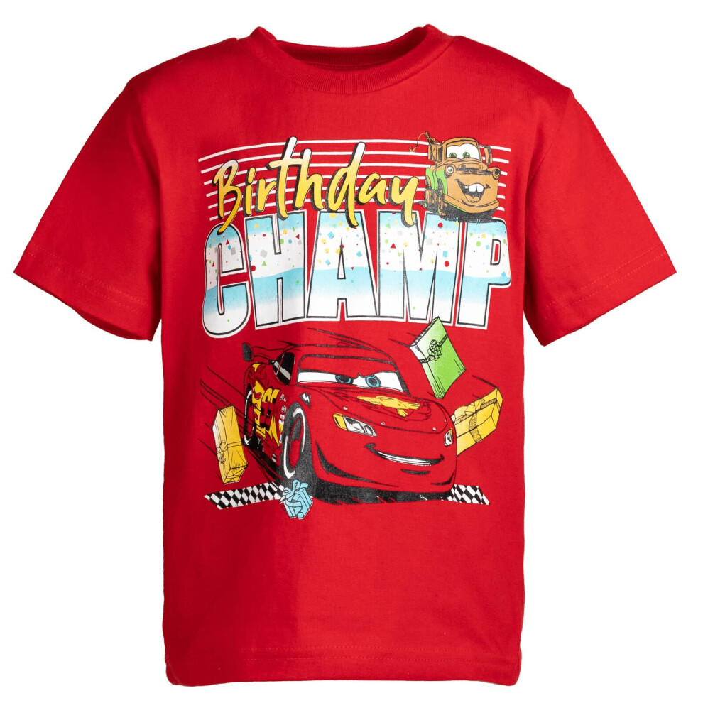 Disney Pixar Cars Lightning McQueen Birthday Infant Baby Boys Graphic T-Shirt Cars Red 18 Months