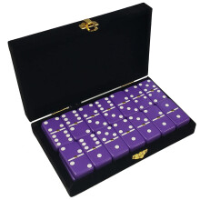 Marion Domino Double 6 Purple Jumbo Tournament Dimensione professionale con filatori in elegante custodia in velluto nero.