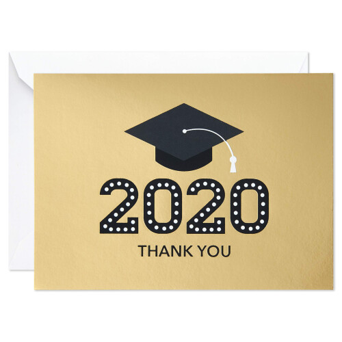 Hallmark 2020 Ευχαριστήριες Κάρτες Αποφοίτησης, Χρυσό Καπέλο (20 Κάρτες με Φάκελοι)
