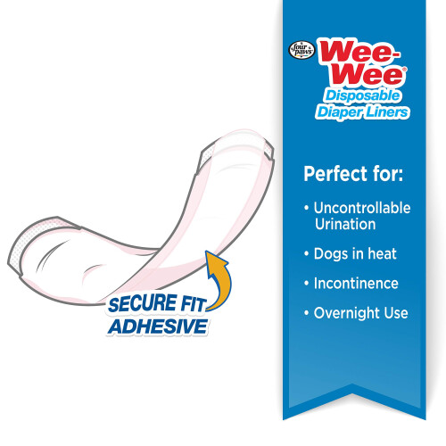 Quatro patas Wee-Wee Products Fraldas descartveis ????para ces forros superabsorventes 10 por pacote 2,75 polegadas x 8,25 polegadas x 4,5 polegadas 1