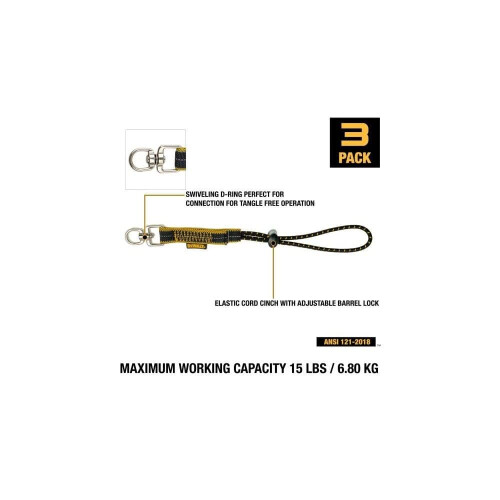 DeWalt DEWALT Elastic Tool Attachment with Swiveling D-Ring. 3 Pack 15 lb. Capacity 1