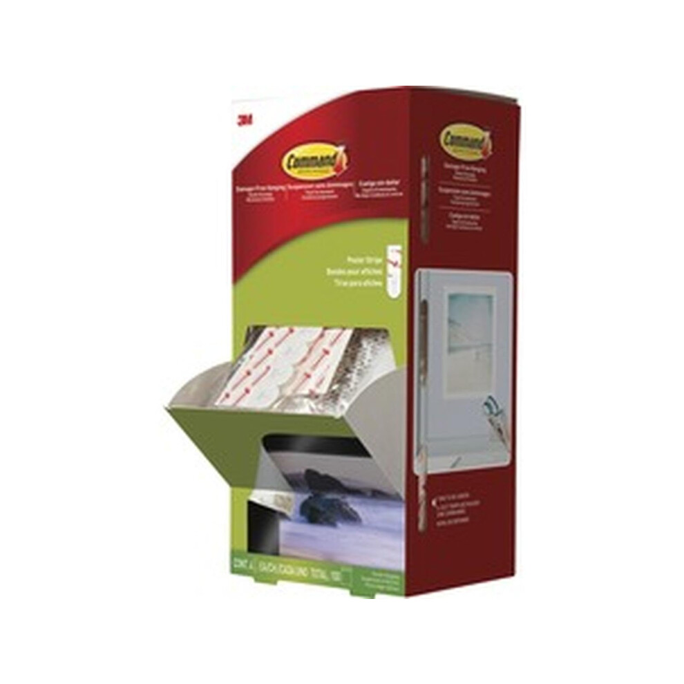 Command Poster Strips  Removable  Holds Up to 1 Lb Per Pair  0.63 X 1.75  White  4/Pack  100 Packs/Carton