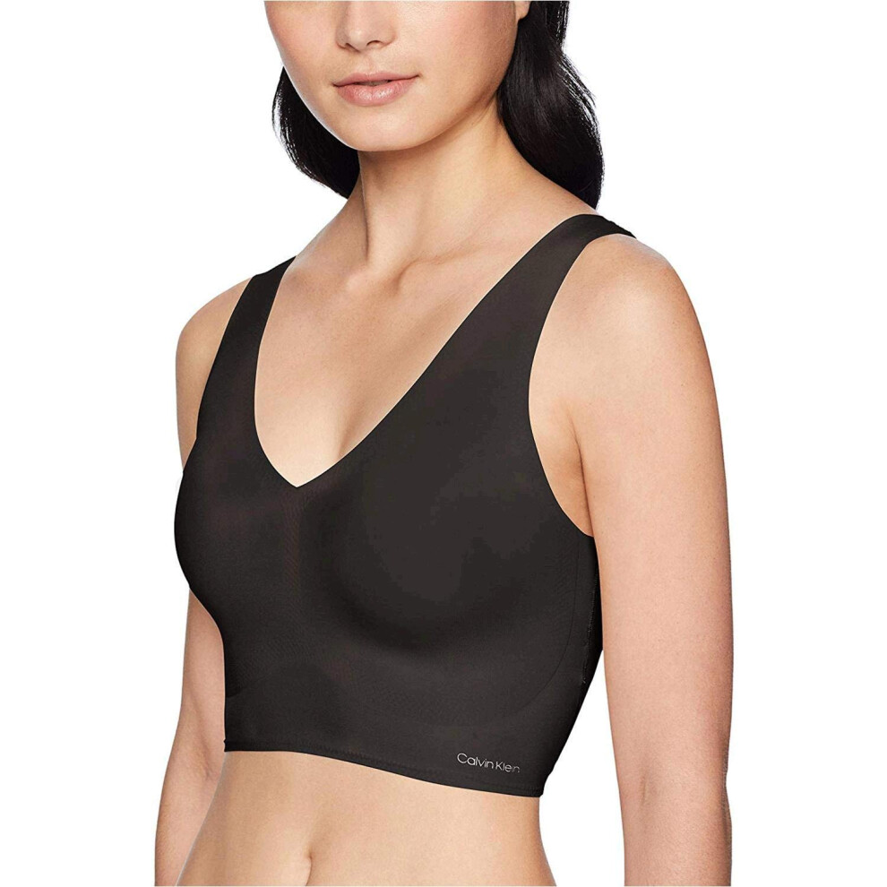 Calvin Klein Women's Invisibles Comfort Seamless Lightly Lined V Neck Bralette Bra  Black  Small