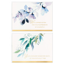 Hallmark Begravnings Tackkort, Vattenfärger Blommor (50 Tack för Ditt Stöd Kort med Kuvert)