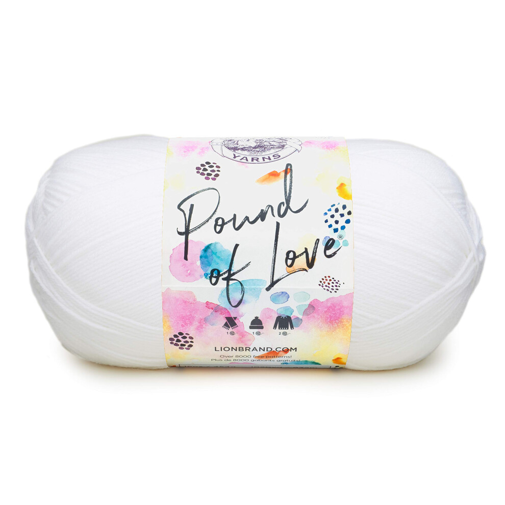 Lion Brand Yarn Pound of Love  Value Yarn  Large Yarn for Knitting and Crocheting  Craft Yarn  White