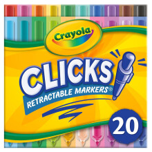 Crayola Clicks Retraktabla Märkpennor (20st), Tvättbara Barnmärkpennor, Konstmaterial