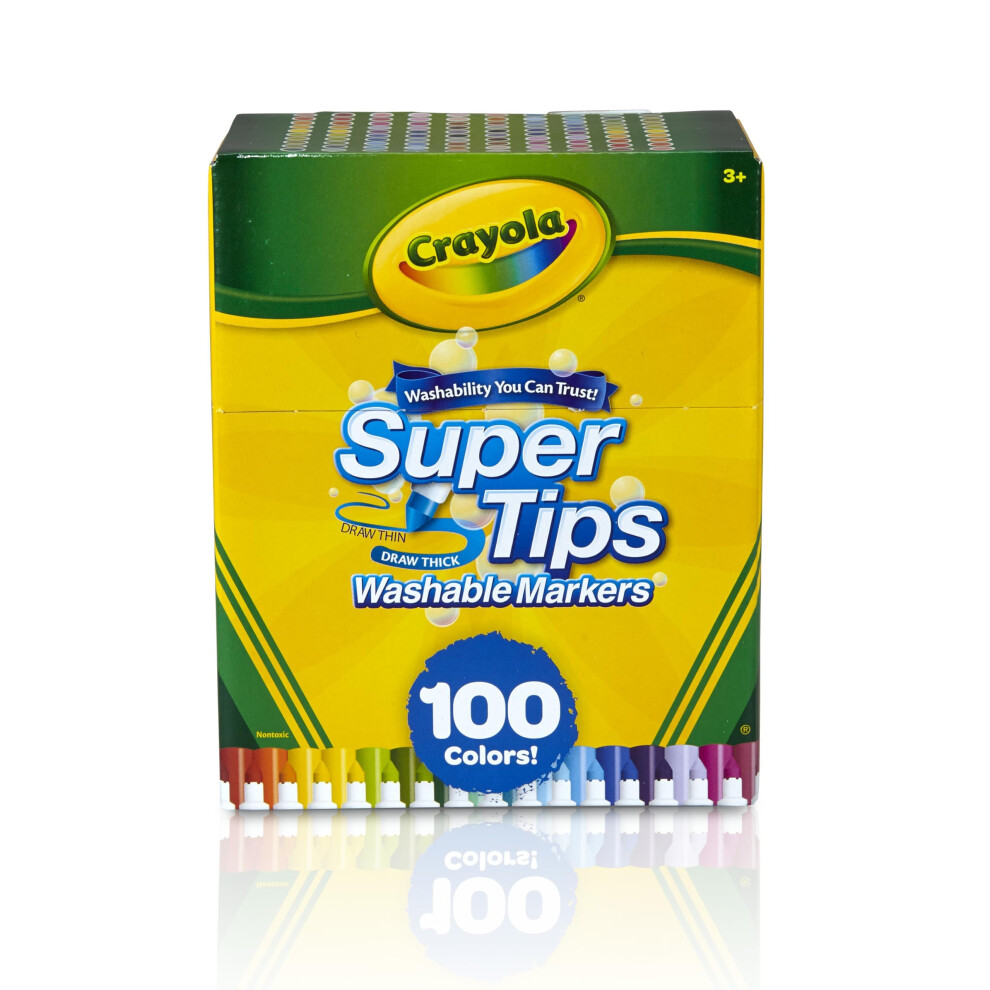 Crayola Super Tips Marker Set (100ct)  Fine Point Washable Markers  Drawing Markers for Kids & Adults  Great for Thick & Thin Lines