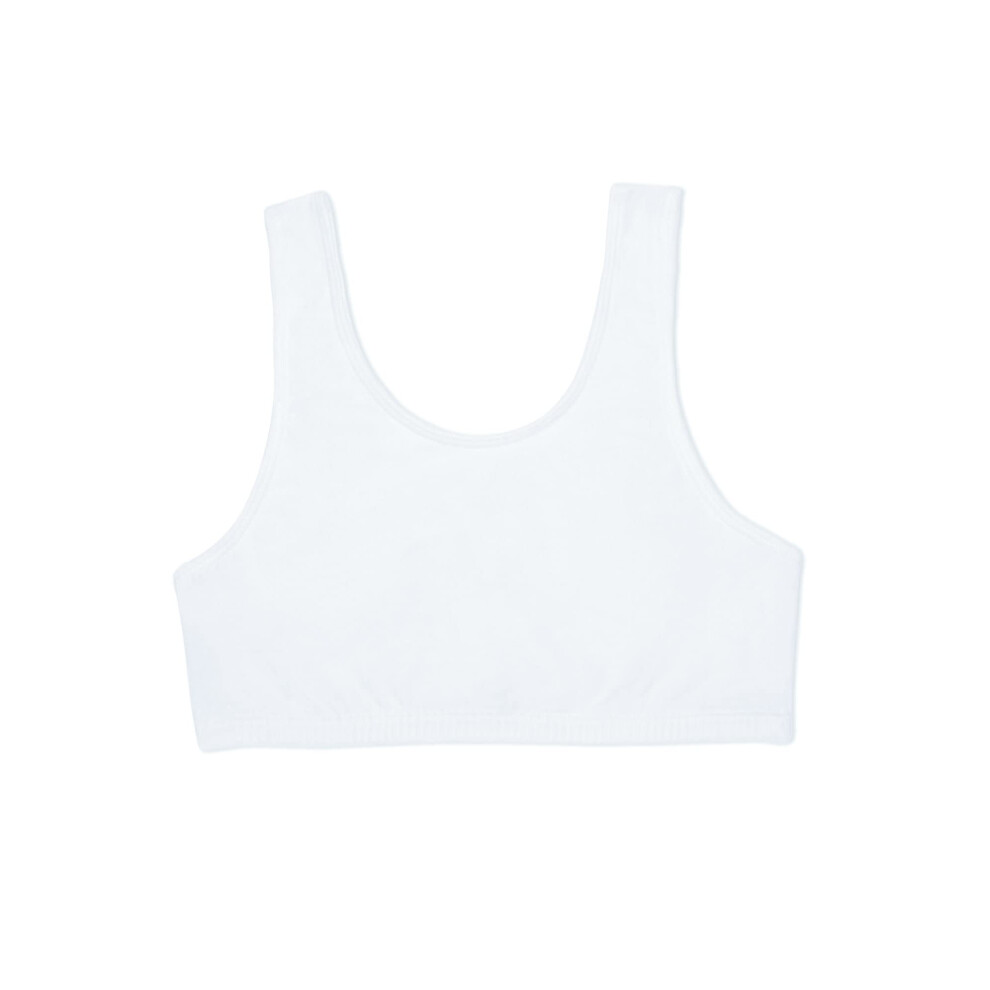 Fruit of the Loom Girls' Big Cotton Built-Up Sport 3 Pack(Pack of 3)  White  34