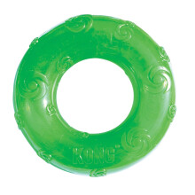 KONG - Squeezz Ring - Strong Squeaky Dog Toy bounces and squeaks even if punctured - For Large Dogs (Assorted Colors)