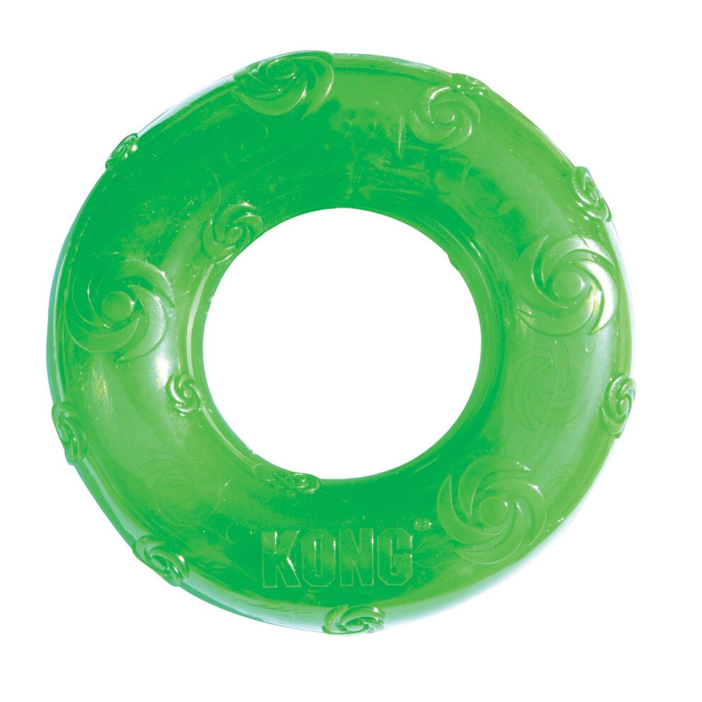 Kong - Squeezz Ring - Strong Squeaky Dog Toy Bounces And Squeaks Even If Punctured - For Large Dogs (Assorted Colors)