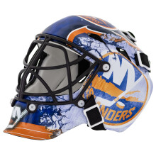 Franklin Sports New York Islanders NHL Team Logotyp Mini Hockey Mlvaktsmask med fodral - Samlarmlvaktsmask med officiella NHL-logotyper och fr