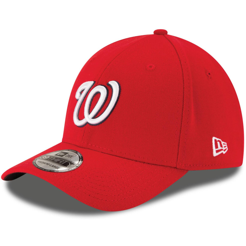 New Era MLB 39Thirty Team Classic Stretch Flex Fit Team Color Primary Logo Primary Logo Baseball Cap Hat - Washington Nationals Red - Medium-Large