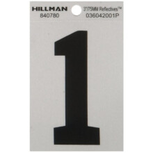 Hillman 840780 3" Negro y Plata Reflectante Poliéster Adhesivo Número 1