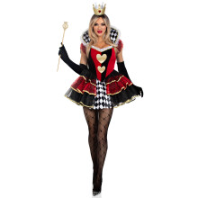 2-delige Queen of Hearts inclusief gelaagde jurk met opstaande kraag, ingebouwde petticoat en kroon.