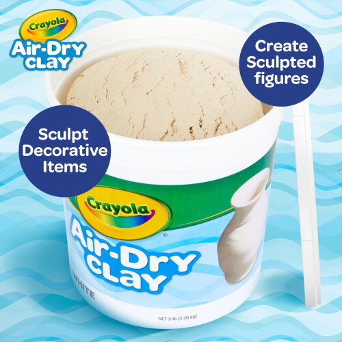Crayola Crayola Αέρας Ξηρός Πηλός (5lbs), Φυσικός Λευκός Πηλός για Παιδιά, Υλικό Γλυπτικής 2