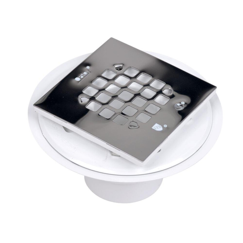Oatey 42237 Pvc Shower Drain With Snap-Tite Square Top Stainless Steel Strainer For Tile Shower Bases 2-Inch Or 3-Inch 038753422374