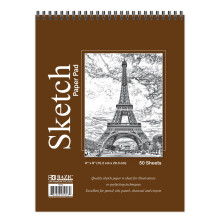 BAZIC Schetsboek 50 Blad 6" X 8", Top Gebonden Spiraal Schetsboek Tekenen, Kleurboek voor Kunstenaars