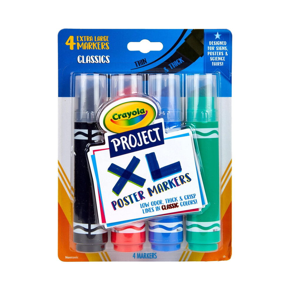 Photos - Pen Crayola XL Poster Markers Assorted Classic Colors School Supplies 4 Count 588356 