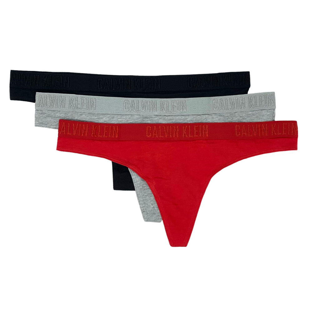 Calvin Klein Women`s Monochrome Thongs 3 Pack (as1  alpha  s  regular  regular  Black(qp2000-906) G_r  Small)