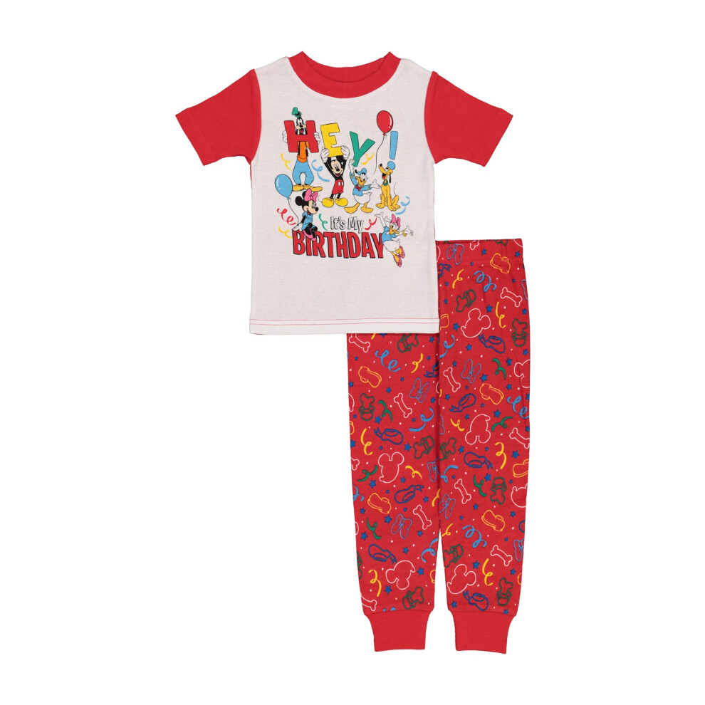 Disney Boys' Mickey Mouse 2-Piece Snug-Fit Cotton Pajamas Set  HEY BIRTHDAY  2T