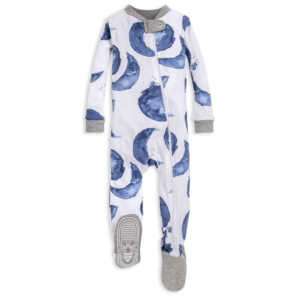 Burt's Bees Baby baby boys Pajamas  Zip-front Non-slip Footed Pjs  Organic Cotton and Toddler Sleepers  Indigo Hello Moon  24 Months US