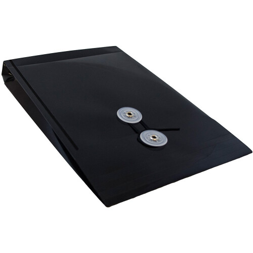 JAM PAPER Plastic Envelopes with Button & String Tie Closure - 6 1/4 x 9 1/4 - Black - 12/Pack 2