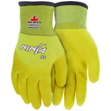 MCR Safety Ninja    Ice Hi-Visibility 15 Gauge Nylon-isolierte Kaltwetterhandschuhe, Acryl-Frottee-Innenseite, 3/4 HPT-Beschichtung, Gelb, Gr   sse L,