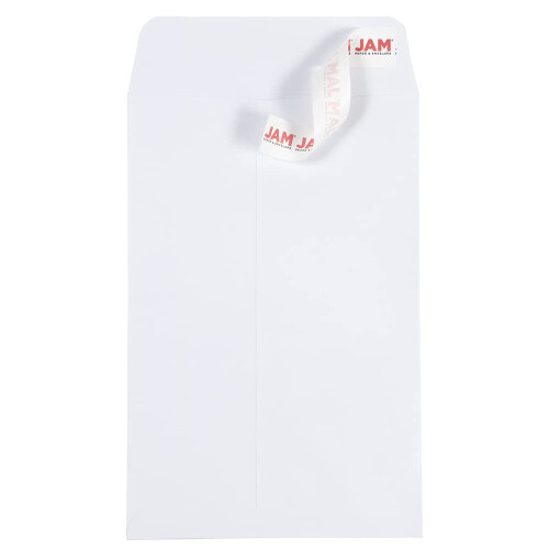JAM PAPER 6 x 9 Open End Catalog Colored Envelopes with Peel & Seal Closure - White - 100/Pack 1