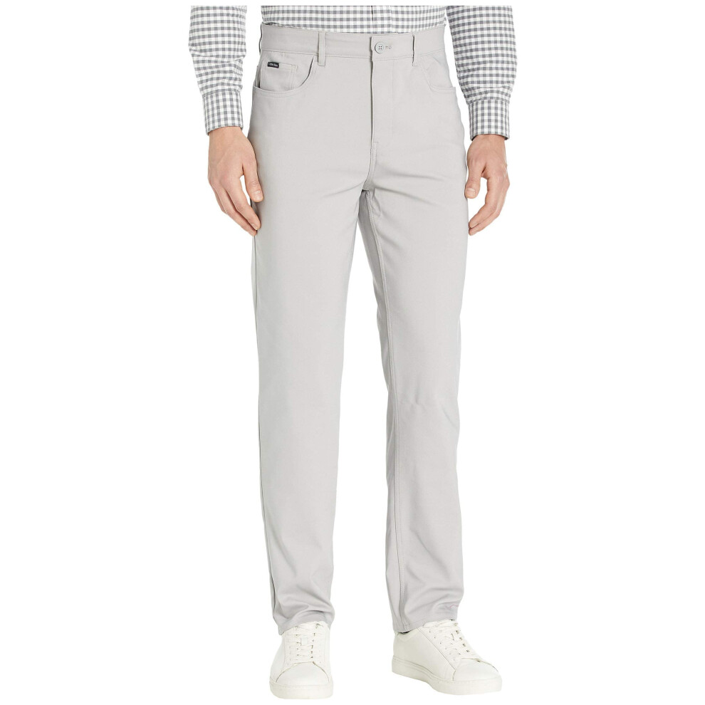 Calvin Klein Men's Move 365 Stretch Slim Fit Wrinkle Resistant Tech Woven Pant  Alloy  36x32