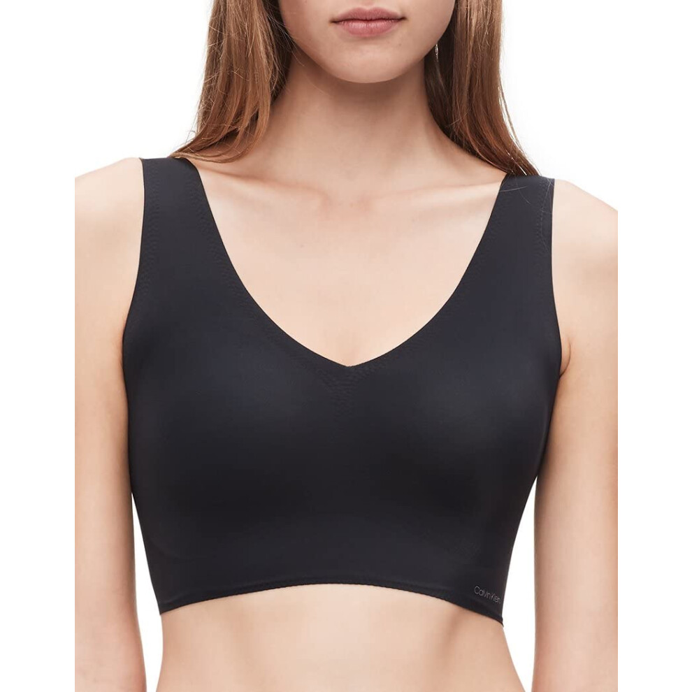 Calvin Klein Women's Invisibles Lightly Lined V Neck Bralette Bra  -black  XS