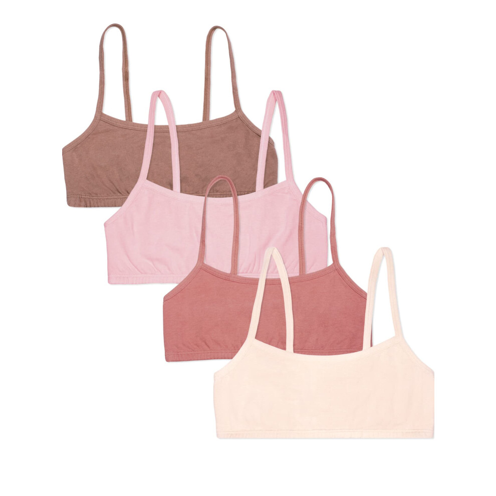 Fruit of the Loom Girls' Big Cotton Spaghetti Strap Sport Bra  Light Nude/Blush/Desert Dusk/Sweet Tea