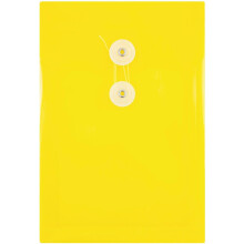 Envelopes de plstico JAM PAPER com boto e fecho de cordo - 6 1/4 x 9 1/4 - Amarelo - 3/pacote