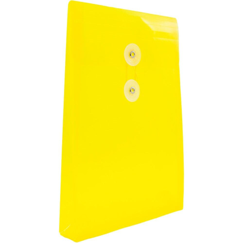 JAM PAPER Plastic Envelopes with Button & String Tie Closure - 6 1/4 x 9 1/4 - Yellow - 3/Pack 2