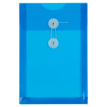 JAM PAPER Plastic Envelopes with Button & String Tie Closure - 6 1/4 x 9 1/4 - Blue - 3/Pack