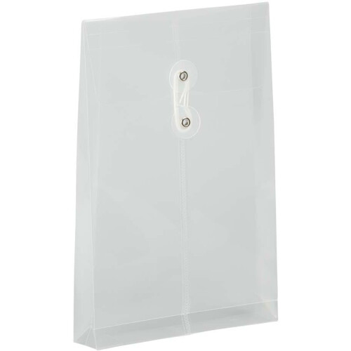 JAM PAPER Plastic Envelopes with Button & String Tie Closure - 6 1/4 x 9 1/4 - Clear - 3/Pack 1