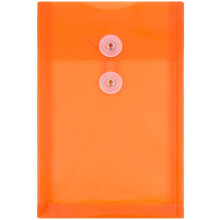 Envelopes de plstico JAM PAPER com boto e fecho de cordo - 6 1/4 x 9 1/4 - Laranja brilhante - 3/pacote