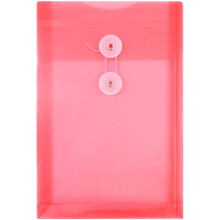 Envelopes de plstico JAM PAPER com boto e fecho de cordo - 6 1/4 x 9 1/4 - Vermelho - 3/pacote
