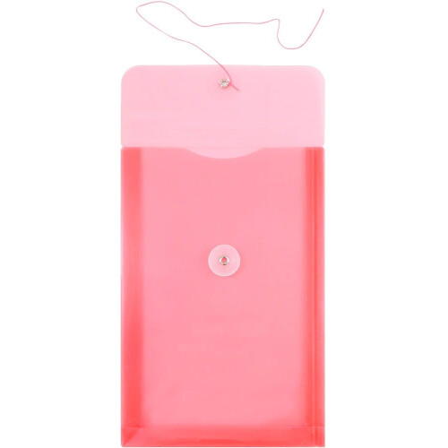 JAM PAPER Plastic Envelopes with Button & String Tie Closure - 6 1/4 x 9 1/4 - Red - 3/Pack 1