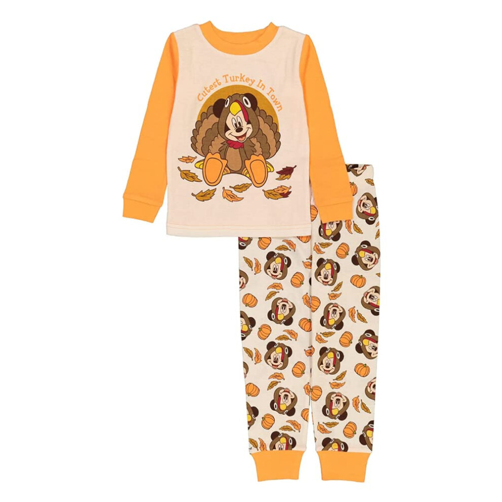 Disney Boys' Mickey Mouse 2-Piece Snug-Fit Cotton Pajamas Set  CUTE TURKEY  5T