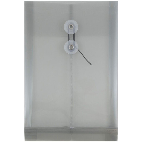JAM PAPER Plastic Envelopes with Button & String Tie Closure - 6 1/4 x 9 1/4 - Smoke Grey - 3/Pack