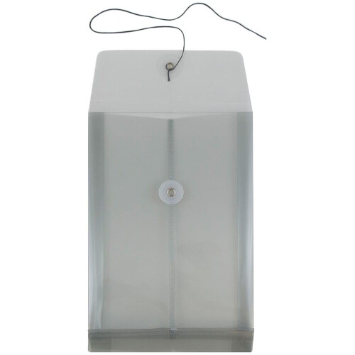 JAM PAPER Plastic Envelopes with Button & String Tie Closure - 6 1/4 x 9 1/4 - Smoke Grey - 3/Pack 1
