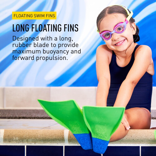 FINIS Finis Plastic Long Floating Fin (Blue/Lime Green  Junior Size 8-11) 2
